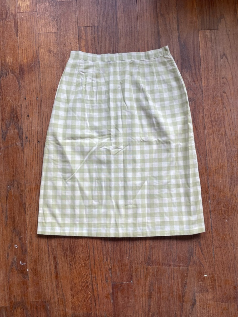 Vintage Glenbrooke Checkered Pencil Skirt in Light Green and White